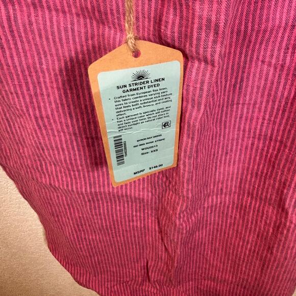 NEW Faherty Byron Bay Ibis Rose Stripe Linen Dress Size XXS MSRP $148 - Picture 5 of 6